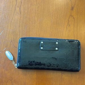 Kate Spade Black Patent Leather Zip Wallet